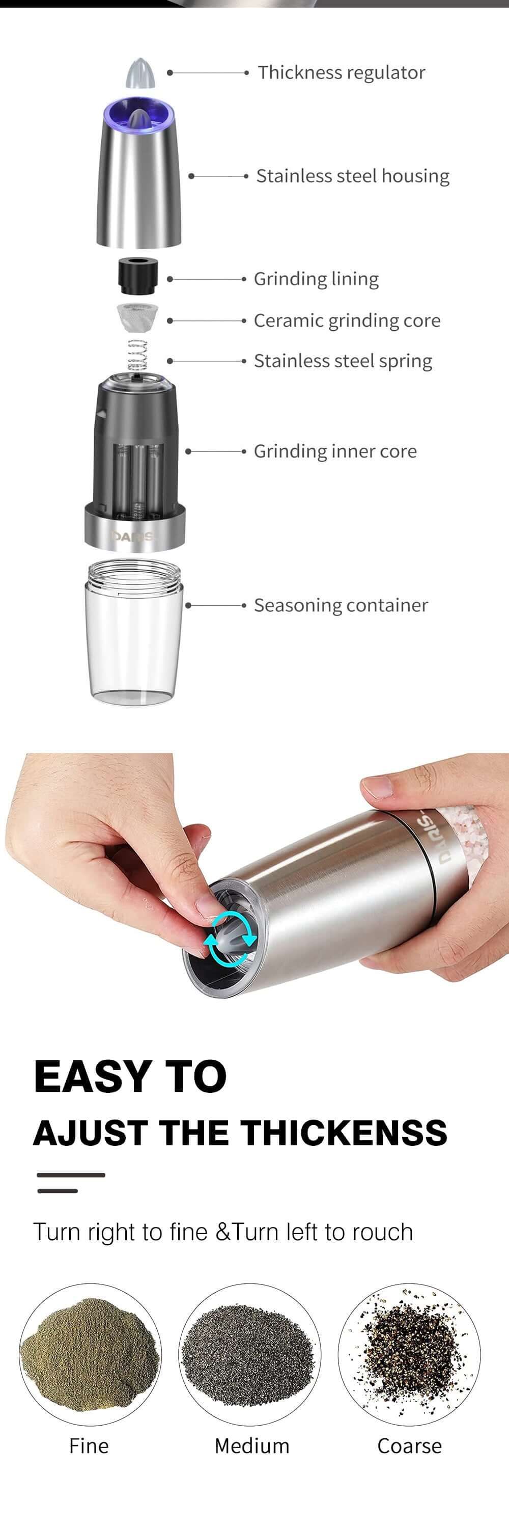 Daris Life Automatic Pepper Salt Grinder - Shop best Mops Sets with Bucket, Kitchen tools and more online | DarisLife