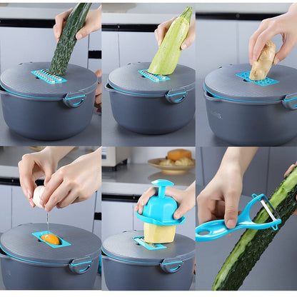 Kitchen Multifunctional Vegetable Cutter with Drainage Basket